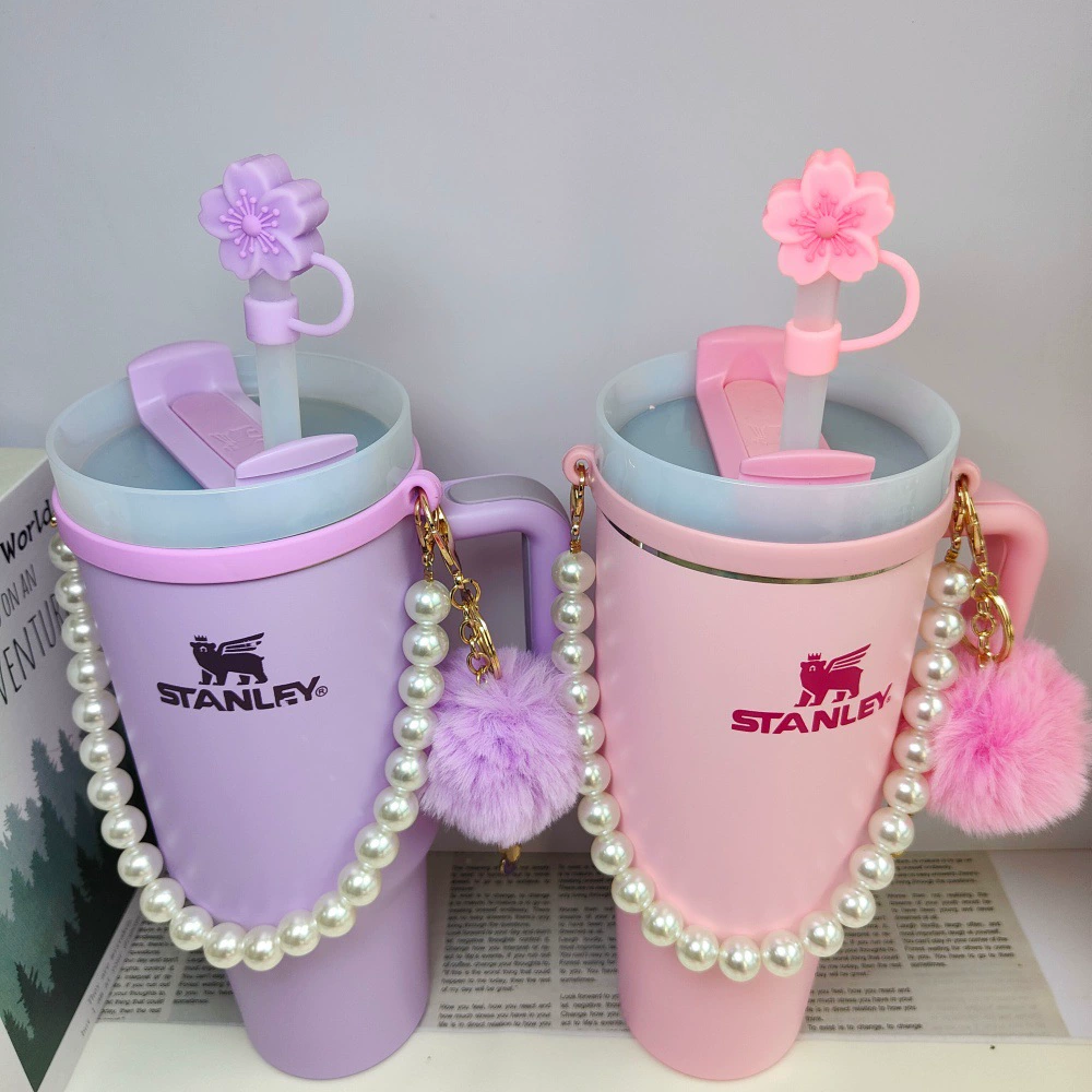 Подходит для термокубка Stanley, стакана Tupperware, ремешок-ручка для чашки, шнурок для чашки, цепочка для чашки, кольцо для чашки, жемчужная цепочка, шнурок для ношения, крышка с трубочкой