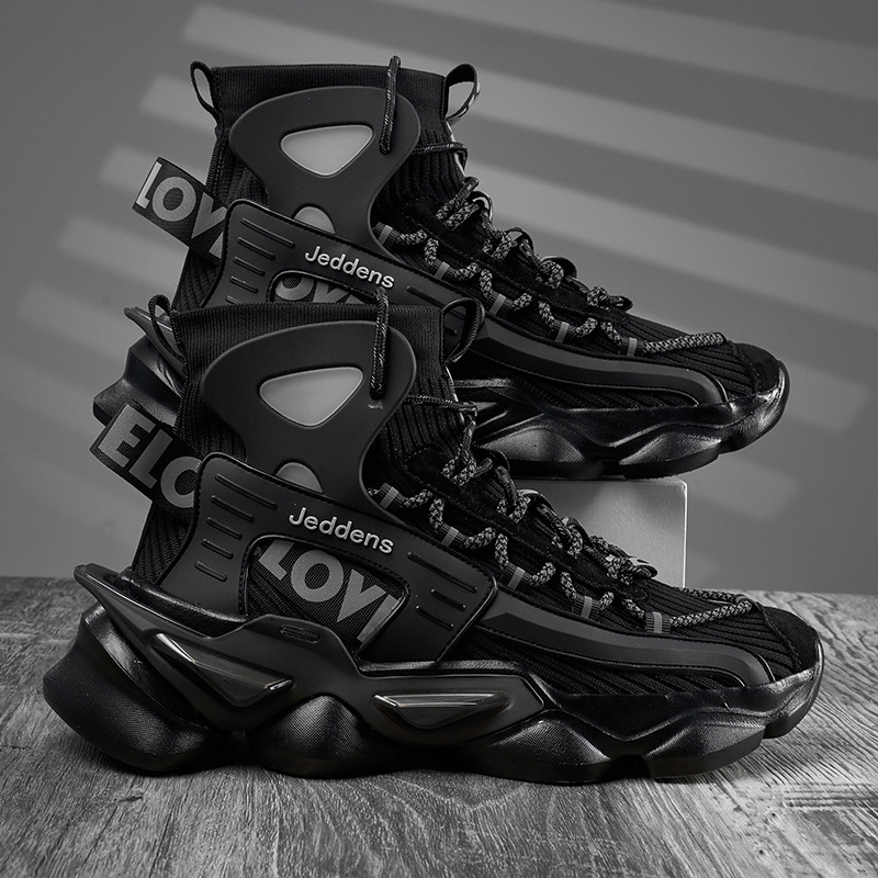 Botas Martin negras para hombres, zapatos deportivos de punta alta de verano para hombres, zapatos de aumento de altura para hombres, aumento de 10cm dentro de 12cm para hombres