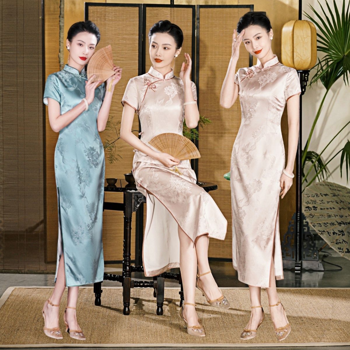 High-End Silk Cheongsam 2025 New Retro Intertwined Mulberry Silk Cheongsam Dress Elegant Bridal Toast Dress