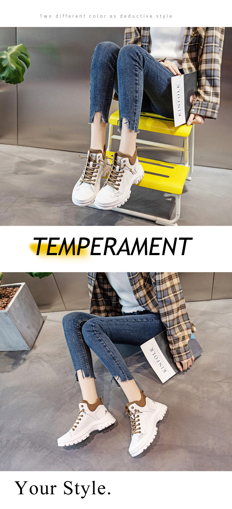 2023 herbst und Winter Neue Echtes Leder Vielseitige Arbeitskleidung Kurze Stiefel für frauen Freizeit Sport High Top Kleine weiße Schuhe_voghion.com