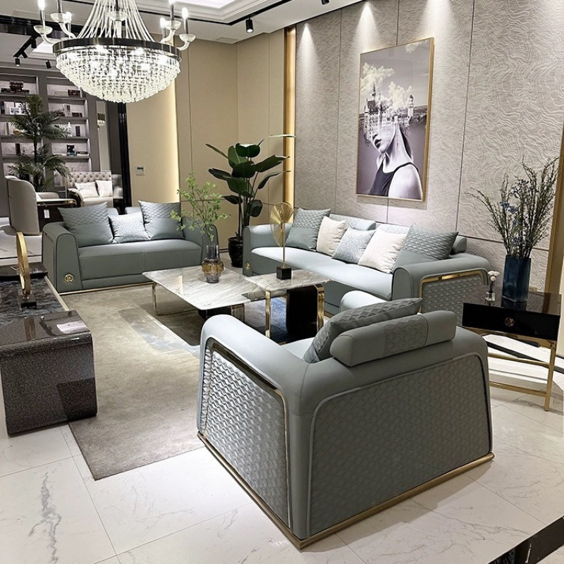 意式轻奢真皮沙发设计师别墅宾利港式家具意大利牛皮大小户型客厅