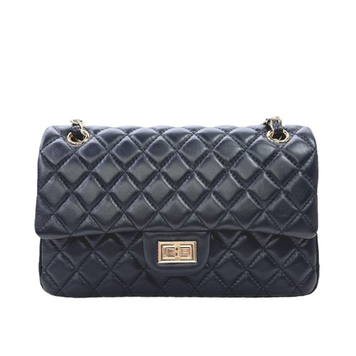 2024 New High-End Leather Chanel-Inspired Herringbone Chain CF Mouth Cover Bag Fashion Single Shoulder Crossbody Underarm Women's Bag