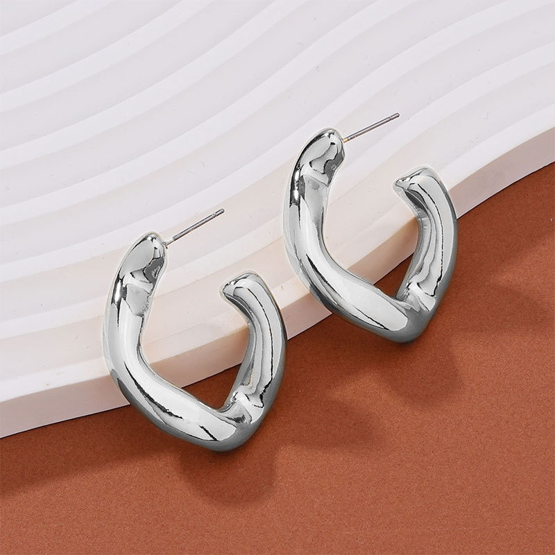 Versilberte Statement Ohrstecker Für Damen Alltagsschmuck_voghion.com