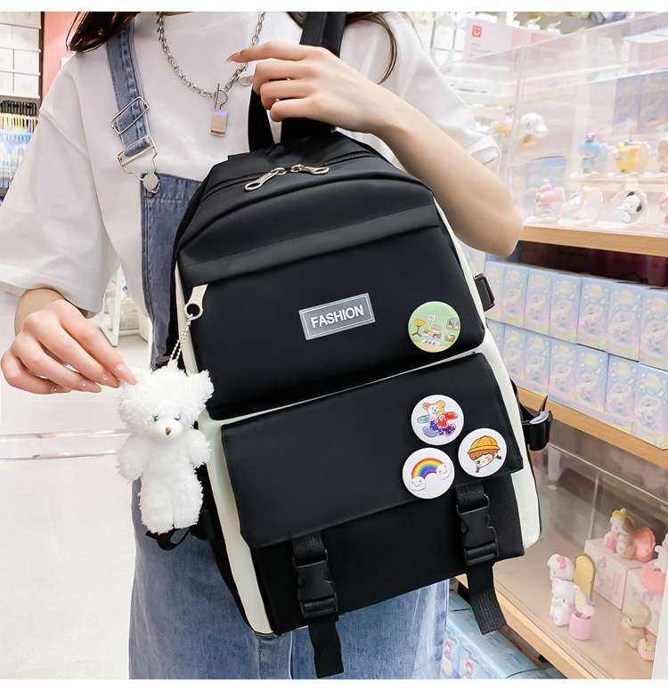 Functional Backpack Bags Type Solid Color Casual School Daily School Backpack