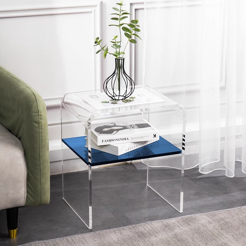 Nordic Color-block Acrylic Coffee Table Bedside Table Sofa Side Table Transparent Modern Simple Living Room Bedroom Bedside Storage