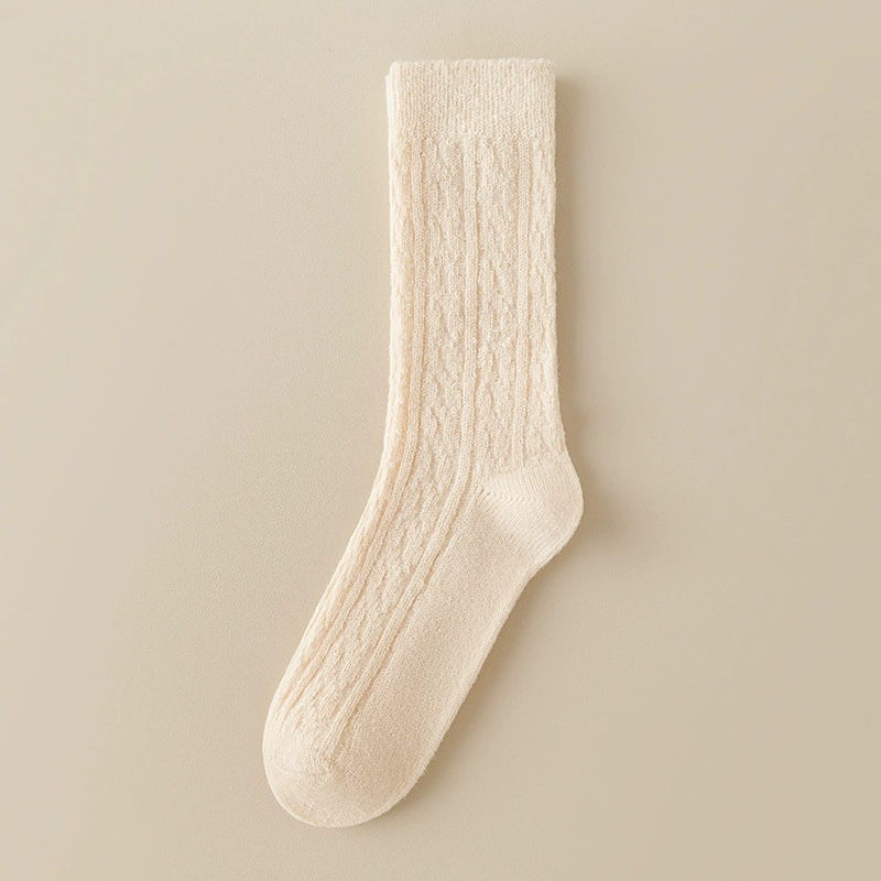 Women’s mid‑tube winter wool socks, solid colors, warm (mid‑calf)