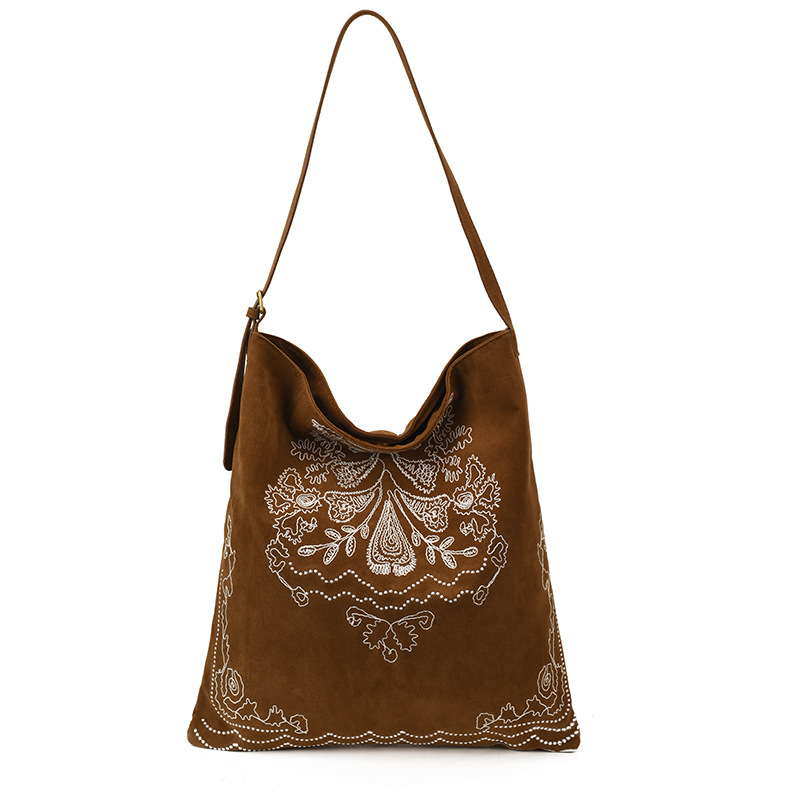 Otoño y invierno mochila de cuero de seda esmerilado bolsas de estilo nacional bordadas bolsas de estilo de mujer gran capacidad relajada sensación de relajación bolsas de hombro