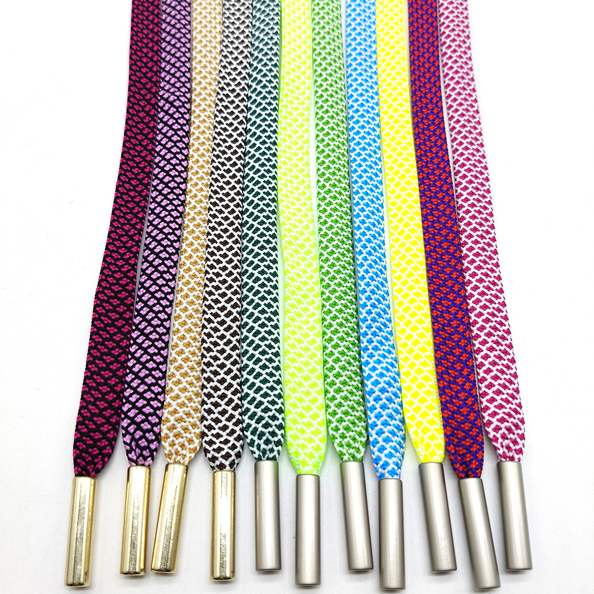 48 color 1cm poliéster dragón escama doble hueco color trenzado cuerda plana de doble color chaqueta casuaje cuerda de sombrero