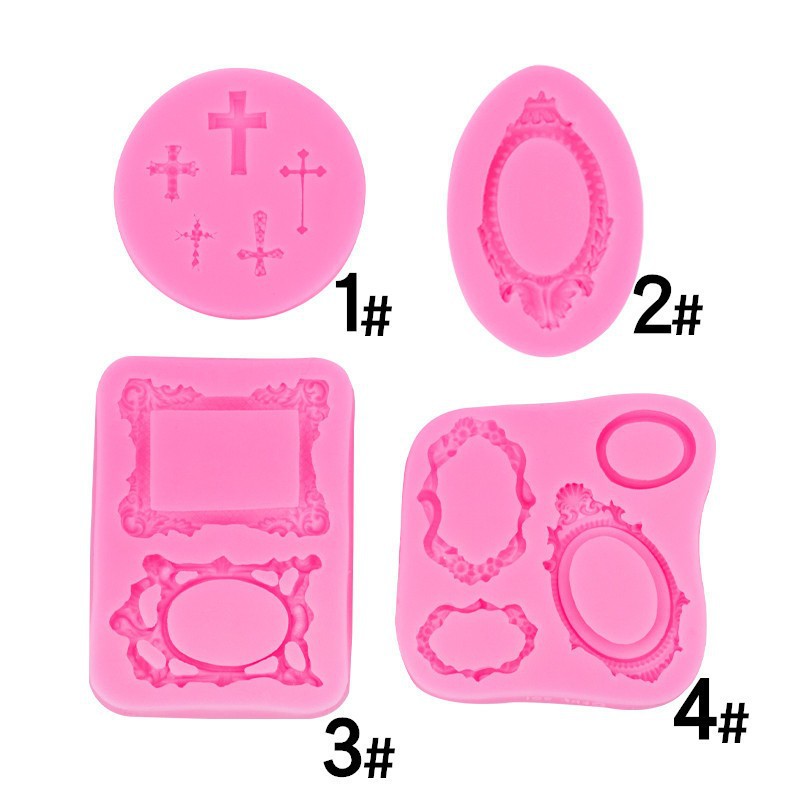 Retro en relieve marco de fotos flor ventana molde de silicona DIY creativo para hornear Decoración Accesorios fondant cake Decoration