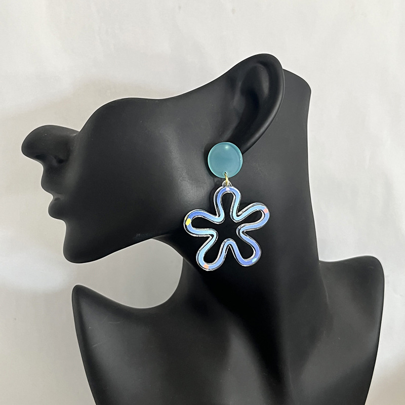 1 Pair Sweet Flower Printing Arylic Drop Earrings display picture 2