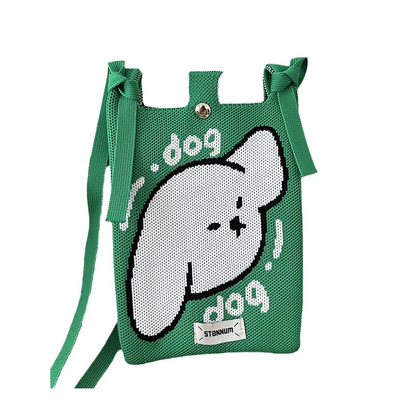 Nueva sensación de alto nivel encantadora cartoon tejido bolso de teléfono móvil de moda chica multifuncional bolso de hombro bolso portátil