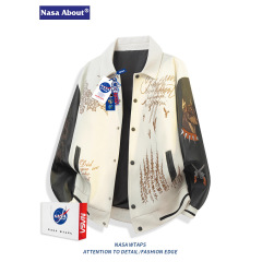 NASA ABOUT美式刺绣拼接棒球服男款春秋季潮牌情侣休闲夹克外套男