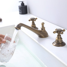 高端大流量黄铜瀑布冷热混水阀浴室面盆龙头复古爆款洗手盆水龙头
