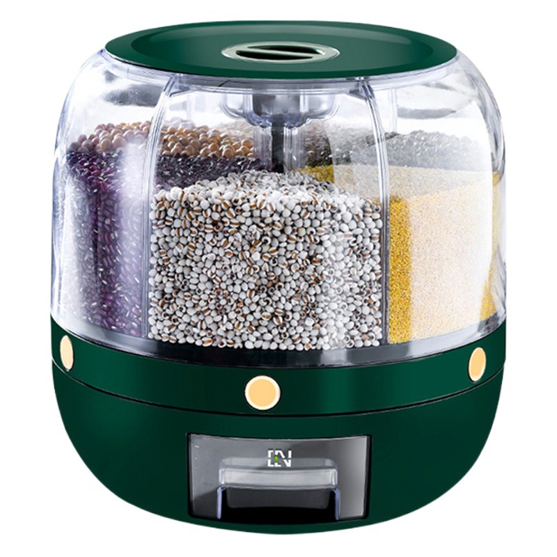 Cubo de arroz de rejilla caja de almacenamiento de arroz de grano giratorio hogar a prueba de insectos caja de almacenamiento de arroz sellada a prueba de humedad olla de arroz image 1