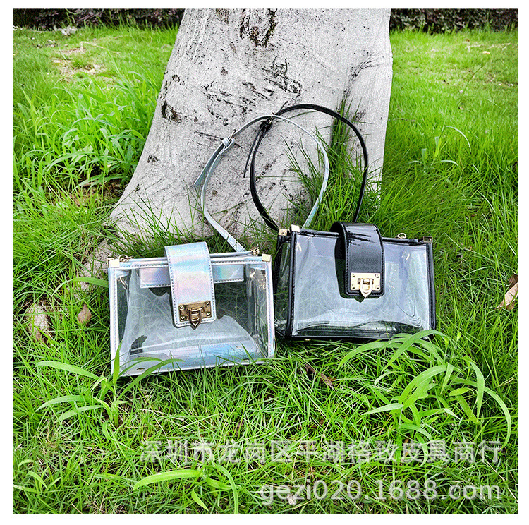 Yeni PVC şeffaf çanta kadın çantası şık moda ağrı çantası lazer omuz crossbody çanta moda zincir küçük kare çanta