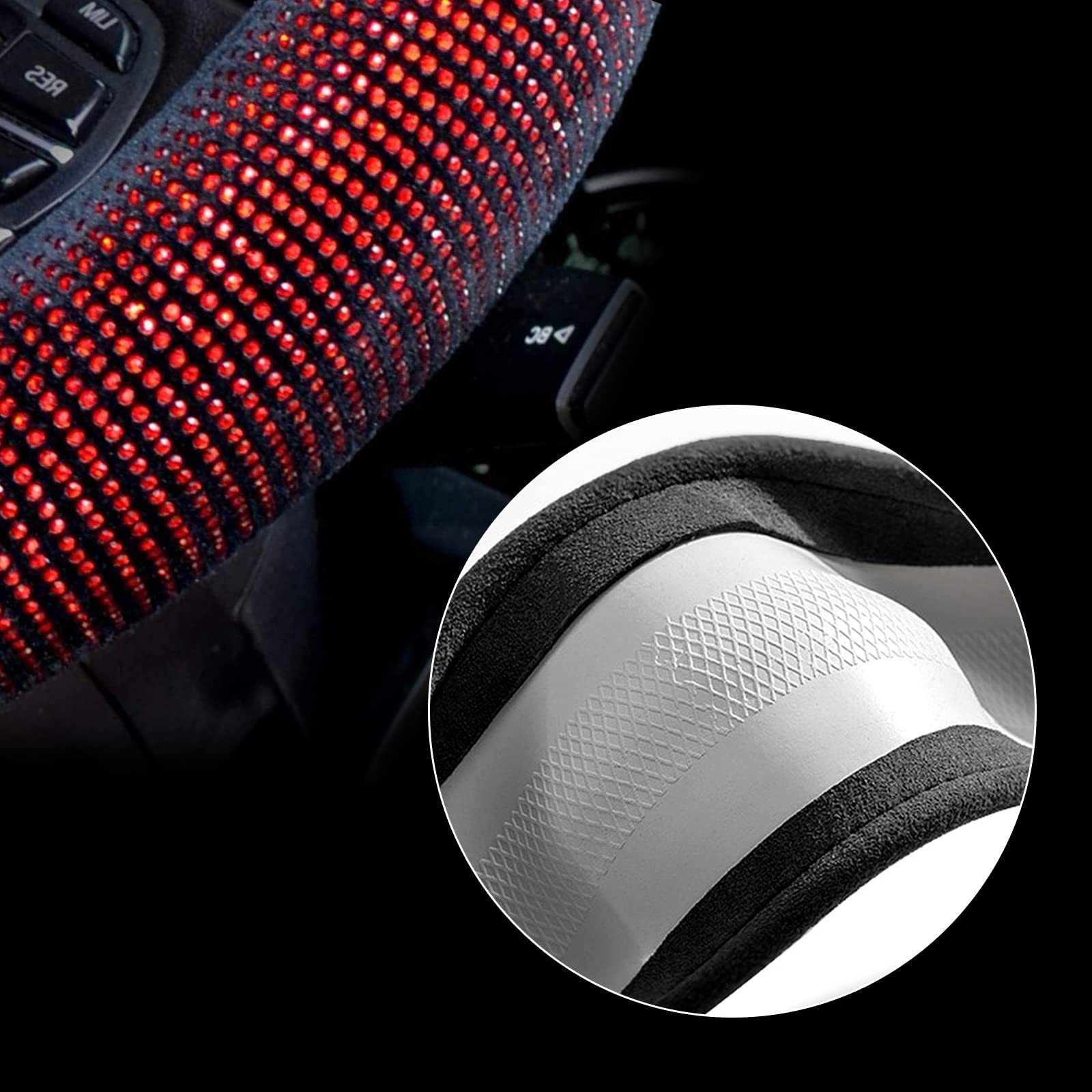 Source Factory Cross-Border Car Diamond-Studded Steering Wheel Cover with Inner Ring, Full Rhinestone Car Interior Handle Cover