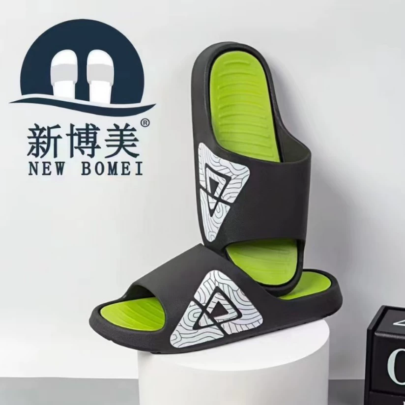 Новый Bomei-серия ПВХ материал в помещении и на наружной и наружной толстой подошвы черные белые мужские тапочки для дома