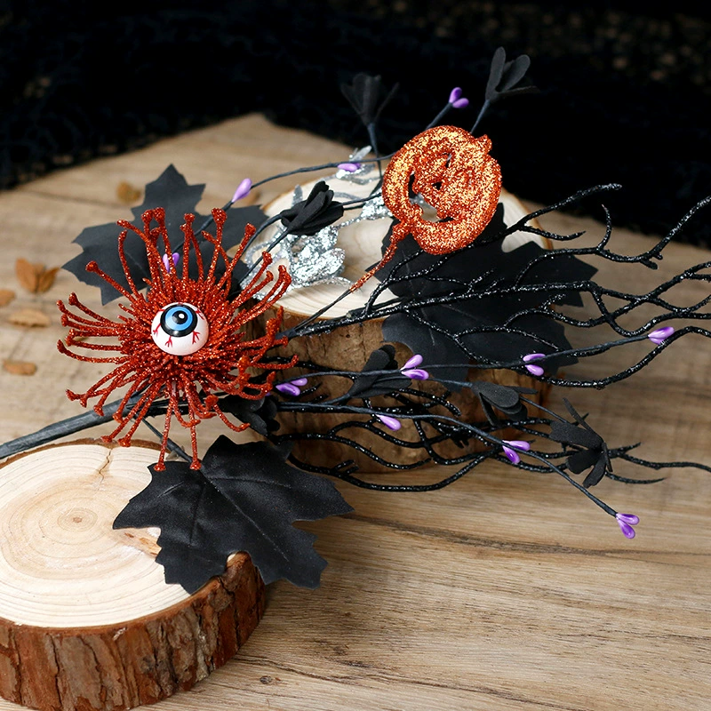 Кросс-бортовые Halloween декорации: хоррор, тыква, кленовые листья, глазные яблоки, цветы, ветви, домашняя вечеринка