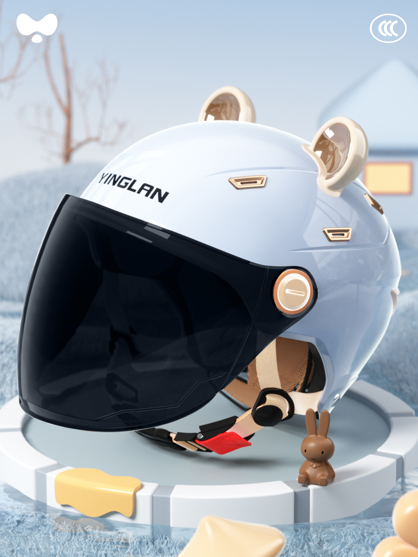 Motosiklet kaskı (dəbilqə): Universal Double Visor Warm - 3c-single-visor-blue-sunscreen-long-visor-class-a-new-national-standard-one-size