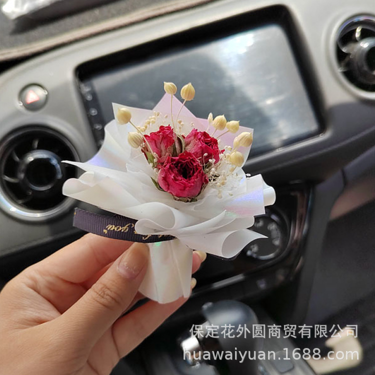 Mini flor seca pequeño ramo Rosa coche salida de aire del coche aromaterapia refrigerador pegatinas Regalo De vacaciones regalo de boda