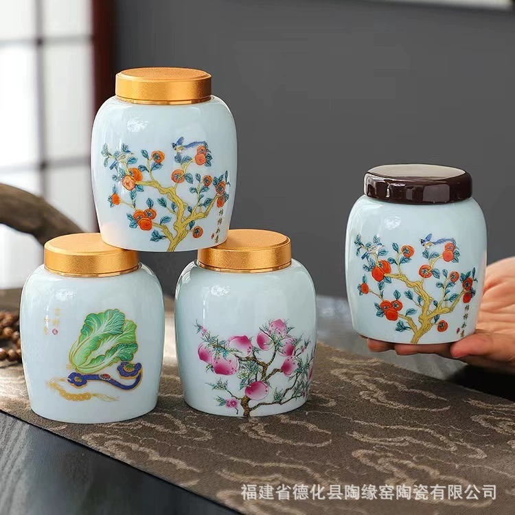 Маленький размер металлическая крышка керамическая банка для хурмы Упаковка для чая еда Дендробиум чайный крем Продукты для здоровья Хранение Косметики