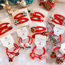 2022兒童聖誕頭繩頭飾聖誕發圈可愛扎頭繩雪人寶寶發飾聖誕老人