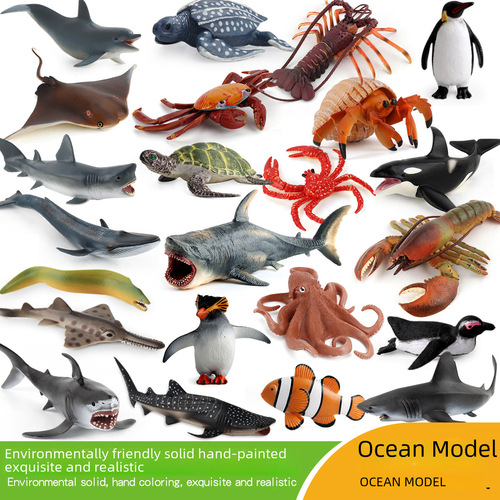 Simulation Great White Shark Whale Shark Marine Life Model Sea Turtle Penguin Underwater World Children's Animal Toy 70 Styles