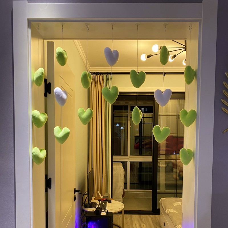 녹색과 흰색 사랑 Xiangqin 같은 스타일의 문 커튼 [18 문자열 7 개]