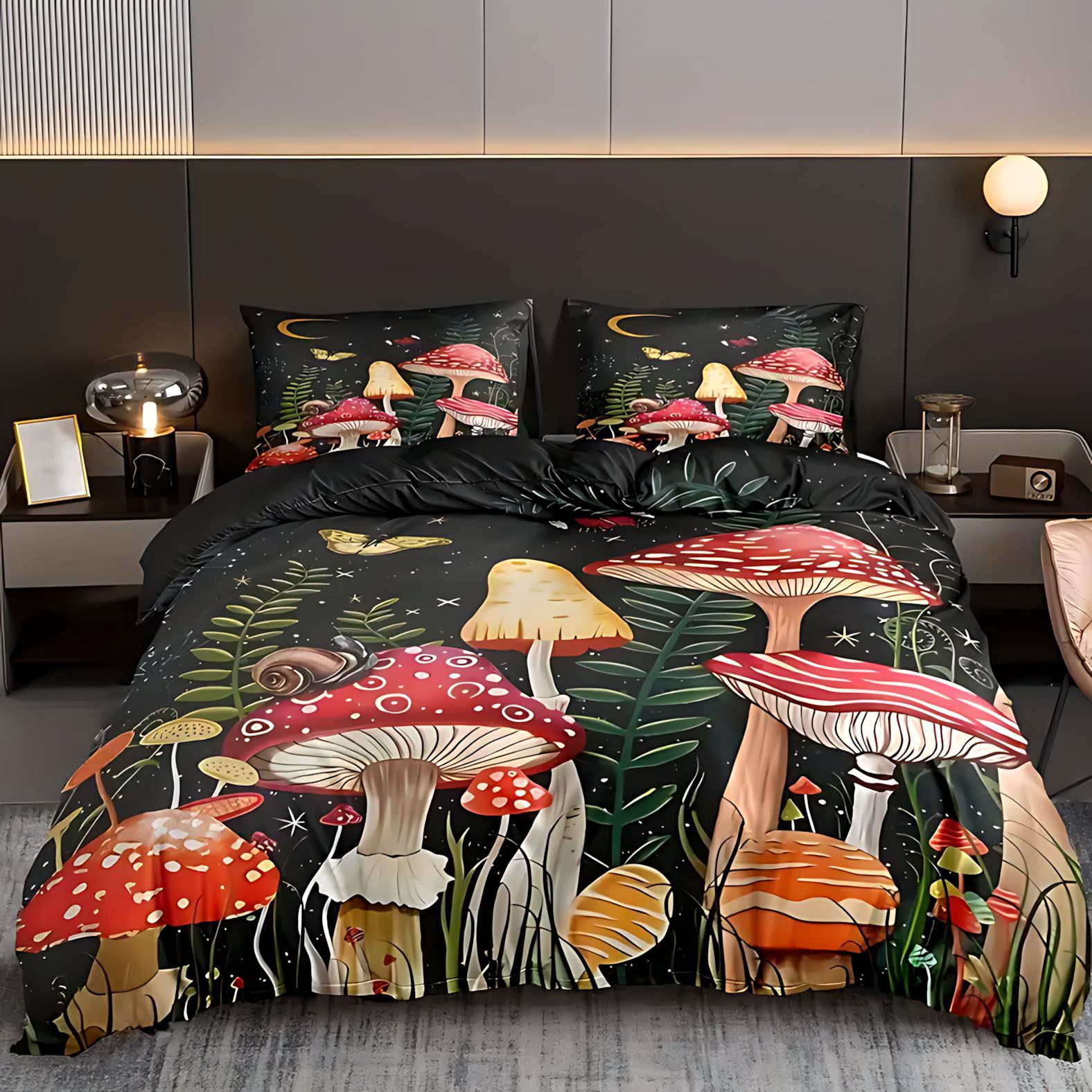 TUME / JIT transfronterizo fantasía hongos plantas molidas de alta definición digital impresión set de edredón se puede diseñar