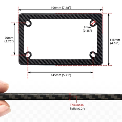 Motorcycle License Plate Frame Carbon Fiber License Plate Frame Dry Carbon Electric Vehicle Us Standard License Plate Holder Real Carbon Modification Accessories (Nömrə qabı) - single-pack-19118cm
