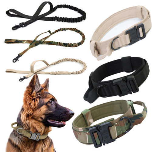 Dog leash, tactical collar, outdoor collar, nylon, medium and large dog military dog ​​training tactical dog collar