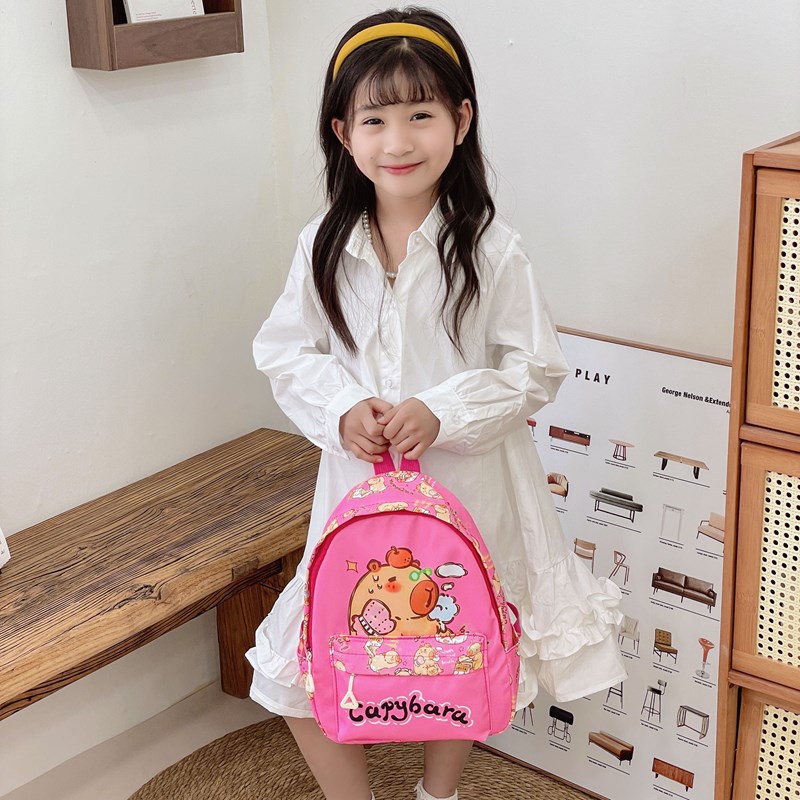 Caricatura lindas mochilas para niños y niñas bonitas mochilas para estudiantes de la escuela primaria Capibara nuevas mochilas infantiles de impresión