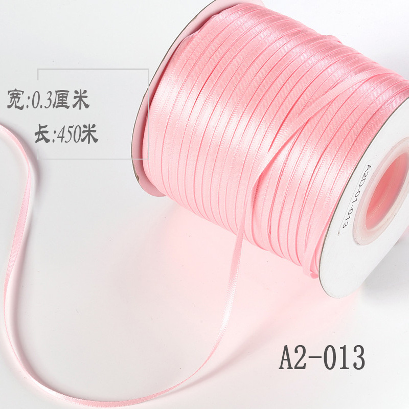 3mm de doble cara cinta de poliéster arco DIY cinta globo cuerda etiqueta grano embalaje fino cinta ropa satén