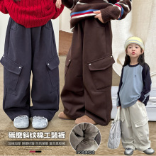 【加绒】艾摩贝贝儿童侧边口袋休闲裤潮男女童休闲时髦全棉工装裤