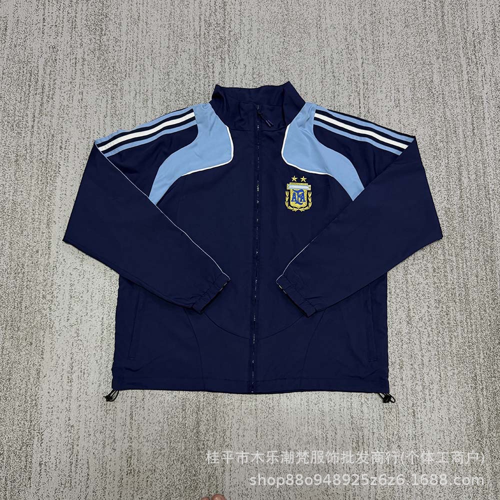 2008 Argentina National Team Training Jacket - Royal Blue Long-Sleeve Zipper Soccer Warm-Up Coat