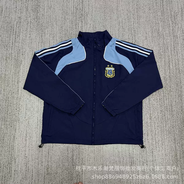2008 Argentina National Team Training Jacket - Royal Blue Long-Sleeve Zipper Soccer Warm-Up Coat