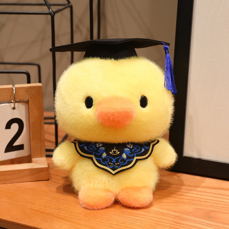 Cute Dr. Pato muñecas juguetes de peluche muñecas de tela muñecas estudiantes regalos de graduación con logotipo