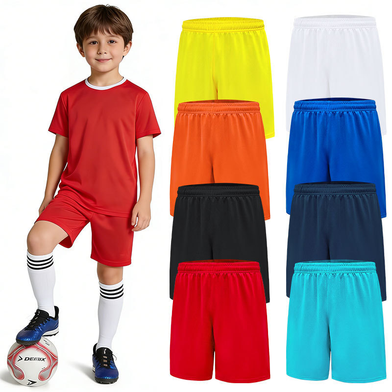 Cross-Border Football Sports Shorts, Loose-Fitting, Thin, Breathable, Ice Silk, Quick-Drying Basketball Training Pants for Men and Children, Customizable