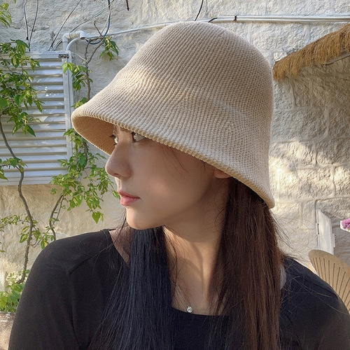 Corduroy hat women's autumn and winter new style plain bucket fisherman hat Korean style face-showing small face-covering retro versatile basin hat