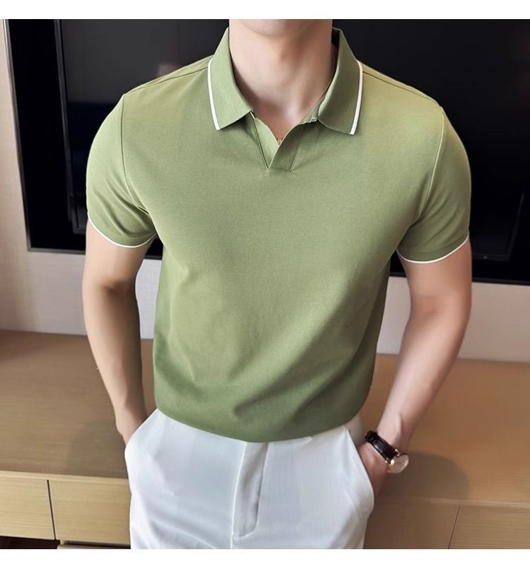 Áo Polo Nam Cổ Bẻ Vải Lụa Băng Mát Mùa Hè Tay Ngắn — màu đen, Cao bồi xanh, màu trắng chi tiết 23