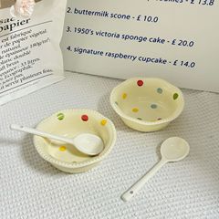 インスタイルセラミックボウルとスプーンかわいいライスヌードルボウルフルーツサラダボウル高価値オートミール朝食ボウルヨーグルト