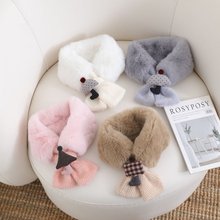 冬季蘑菇围巾韩版毛绒围巾仿獭兔毛时尚男女童冬季仿皮草毛绒围巾