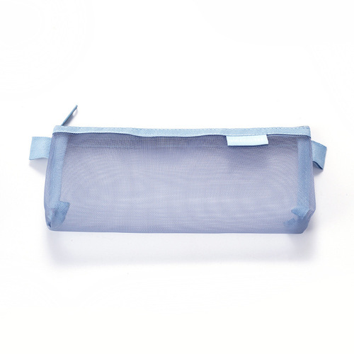 Simple inverted trapezoid triangle mesh pencil case large capacity transparent pencil case nylon mesh stationery storage bag wholesale