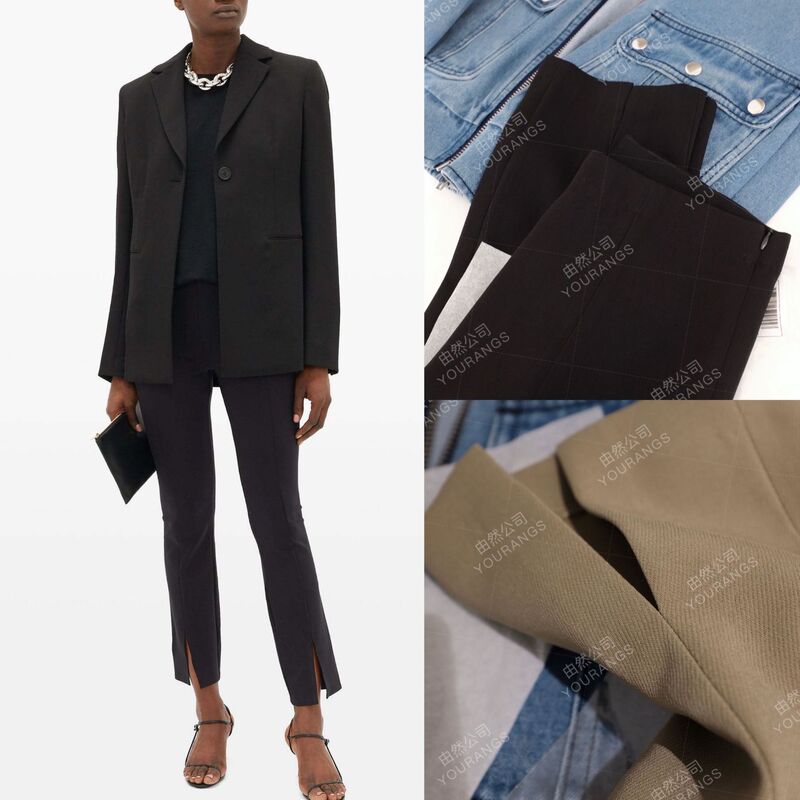 26 Early Spring New Model Tr High-Utilization Rate Blended Fabric Micro-Flared Small Slit Simple and Elegant Slim-Fit Straight-Leg Casual Pants