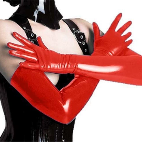 瑰云 Mirror PVC leather sexy patent leather sex glove long glue latex sex tight body nightclub dance SM