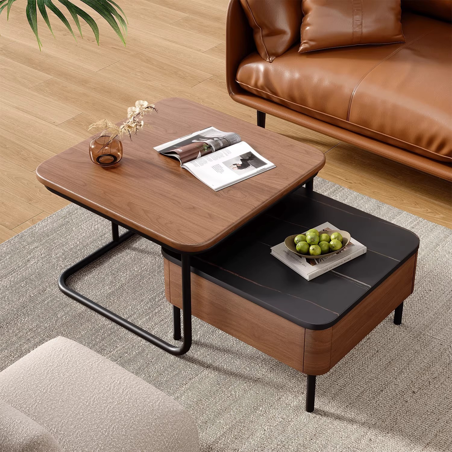 Mesa de té de madera sólida nueva mesa de té de tabla de roca doméstica pequeña sala de estar balcón de lujo ligero alto estilo medieval mesa de té