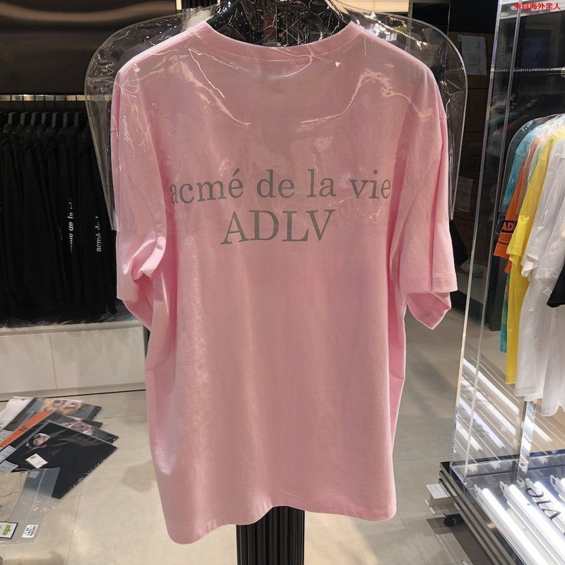 韓国ADLVカウンター春夏トレンドインクラシックレターシンプルカラーベーシックTシャツカップル半袖|undefined