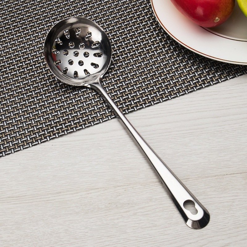 Cucharón de acero inoxidable de mango largo - Para cocina, sopa y hot pot - Juego con colador - Espesor reforzado - Venta al por mayor