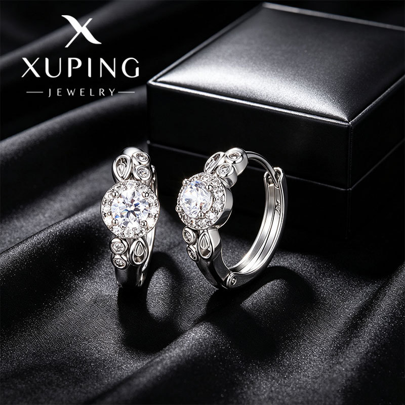 Xuping joyería estilo de moda europea y americana aretes exagerados doble fila brillante aretes de aretes de arroz de arroz pendientes de arroz transfronterizos aretes al por mayor