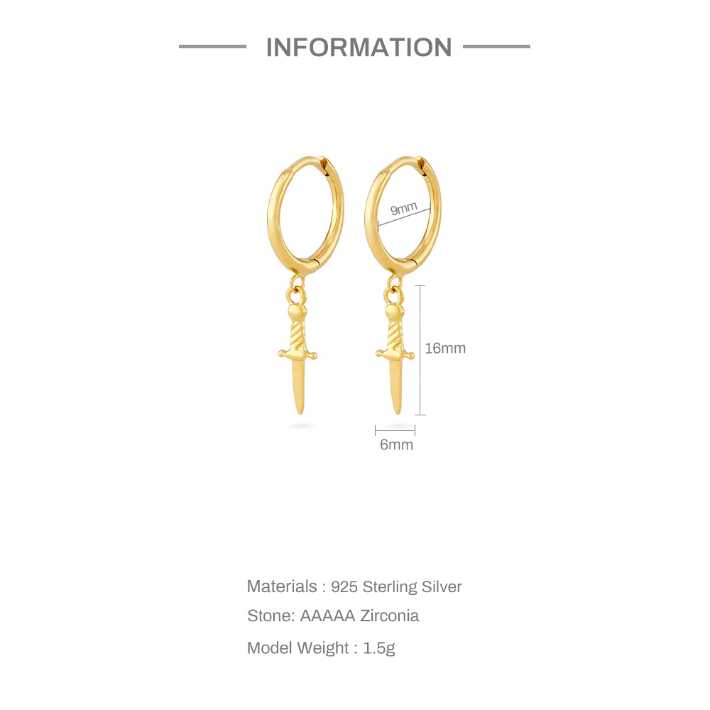 Fashion Cross Sterling Silver Inlaid Zircon Drop Earrings 1 Pair